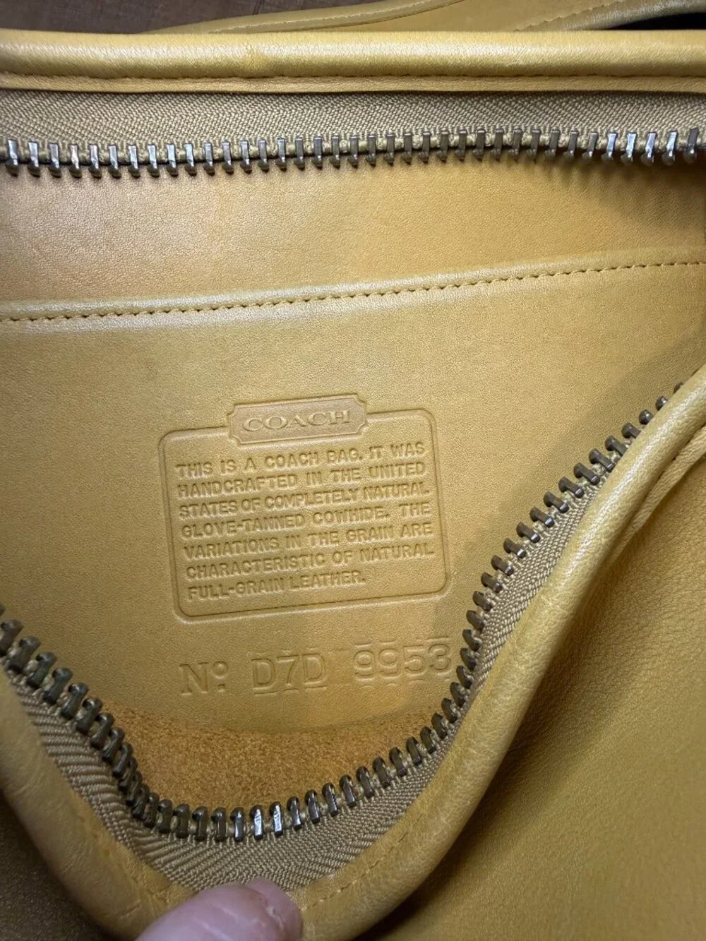 COACH Vintage Bucket Shoulder Bag Yellow Leather D7D 9953 Old Coach Duffel Sac